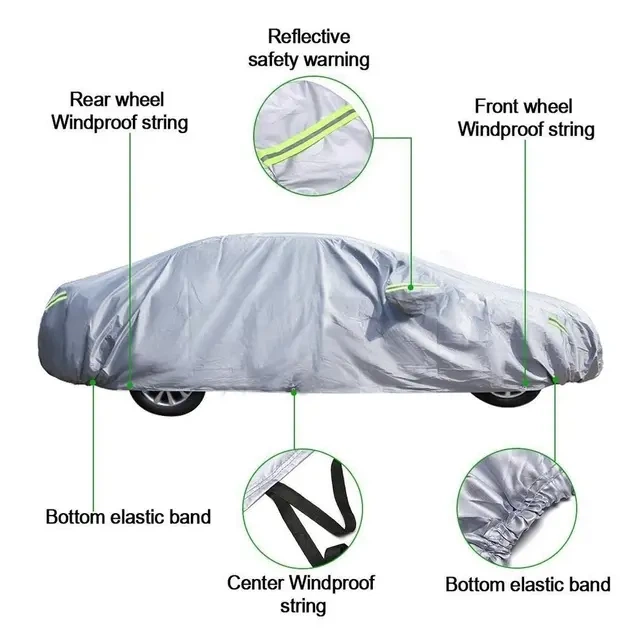 Накидка на машину от солнца и снега Universal Car Cover защитный чехол для автомобиля - изображение 3