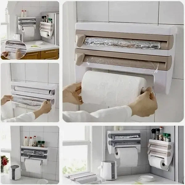 Кухонный диспенсер для пленки, фольги и полотенец Kitchen Roll Triple Paper dispenser, держатель для полотенец - изображение 4