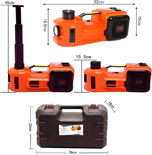 Набор электродомкрат+компрессор+фонарь до 5 тонн мощность 180w ZSY03-X 12V - изображение 5