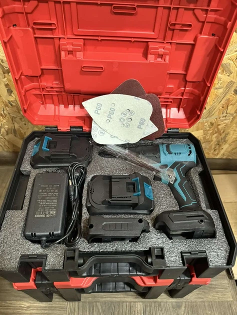 Акумуляторний професійний набір 9 інструментів в чемодані 48V: дриль, ударний гайковерт, сабельна пилка, повітродувка, ланцюгова пилка, мийка високого тиску, реноватор, віброшліфмашина, лобзик - зображення 6