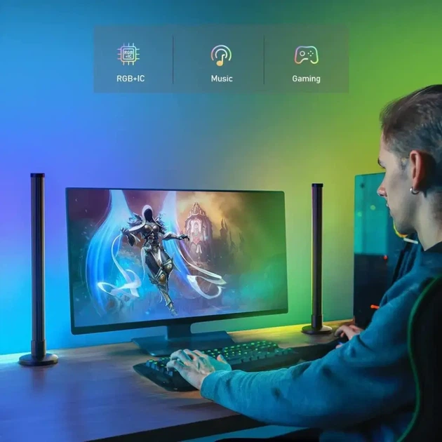 Светодиодные панели 25 см 2шт RGB с APP Smart от USB и пультом - Фото 4 Светодиодные панели 25 см 2шт RGB с APP Smart от USB и пультом - изображение 4