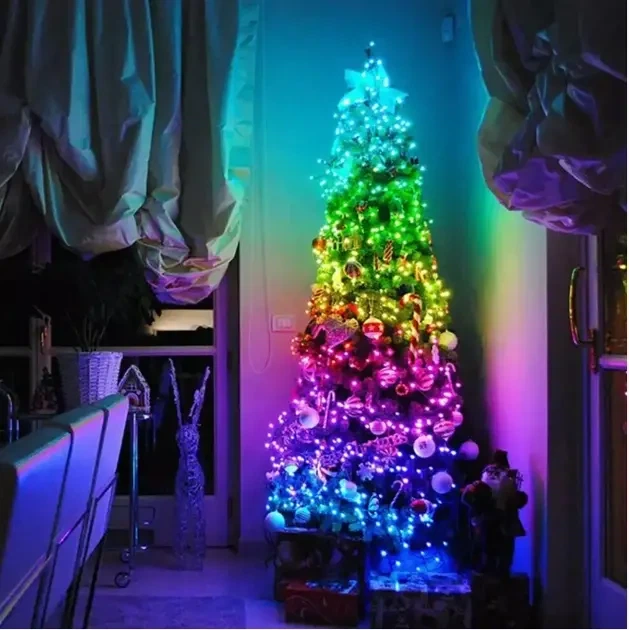 Світлодіодна розумна гірлянда Смарт LED 20м RGB 200 LED з Bluetooth для ялинки від USB довжина 20м управління через додаток - зображення 8