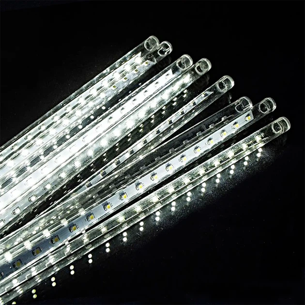 Гирлянда сосульки прозрачный шнур 8 шт 50 см белые 432 LED 57 Вт - изображение 4