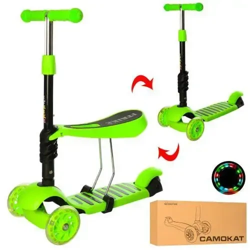 Самокат с сиденьем и родительской ручкой Best Scooter 3в1 Синий - изображение 6
