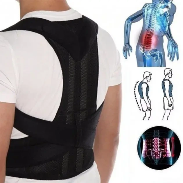 Грудопоясничный корсет корректор правильной осанки Back Pain Need Help Черный для ровной спины от сутулости - Фото 4 Грудопоясничный корсет корректор правильной осанки Back Pain Need Help Черный для ровной спины от сутулости - изображение 4