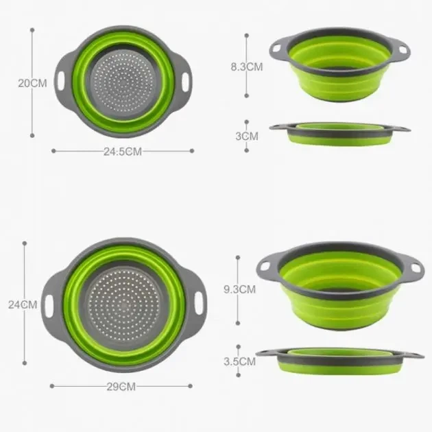 Дуршлаг силиконовый складной большой + маленький Collapsible filter baskets - изображение 6