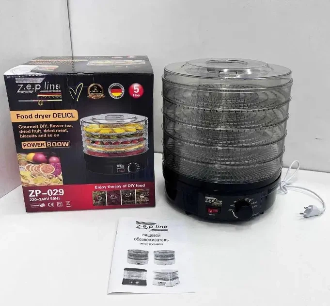Сушилка для овощей и фруктов Zepline ZP-029 дегидратор 800 Вт 5 секций 35-70°C - изображение 4