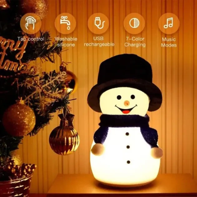 Детский силиконовый ночник Снеговик Snowman LJC-118 светильник аккумуляторный игрушка для сна - Фото 2 Детский силиконовый ночник Снеговик Snowman LJC-118 светильник аккумуляторный игрушка для сна - изображение 2