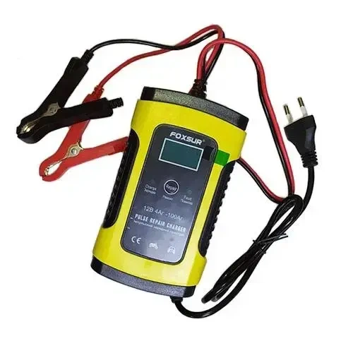 Зарядное устройство для автомобильного аккумулятора Foxsur 12V 6A импульсное зарядное устройство с ЖК-дисплеем - зображення 2