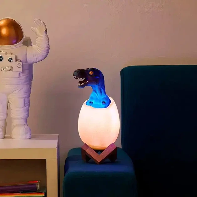 Детский светильник SUNROZ 3D Dinosaur Lamp лампа-ночник "Динозаврик в яйце" с пультом ДУ - изображение 4