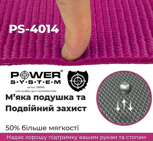 Коврик для йоги Power system fitness yoga, розовый - Фото 3 Коврик для йоги Power system fitness yoga, розовый - изображение 3