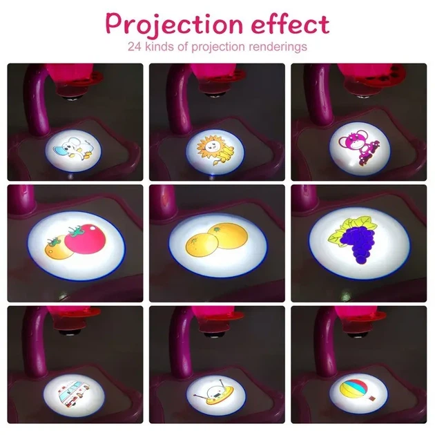 Детский стол проектор для рисования с подсветкой Projector Painting 24 Детали, розовый - изображение 6