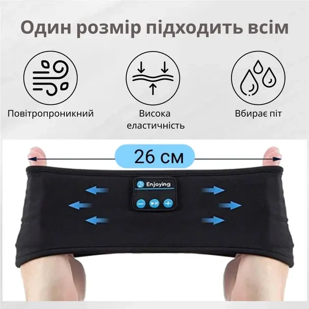 Повязка на голову с наушниками Inspire Headband черный для бега йоги - Фото 7 Повязка на голову с наушниками Inspire Headband черный для бега йоги - изображение 7