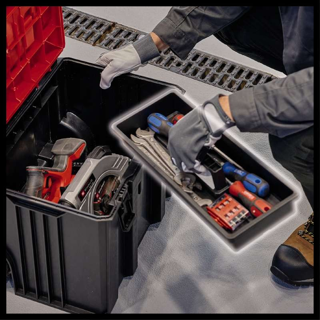 Качественный пластиковый кейс Einhell E-Case L с колесами : нагрузка до 120 кг (4540014) SDRT_54540014 - изображение 4