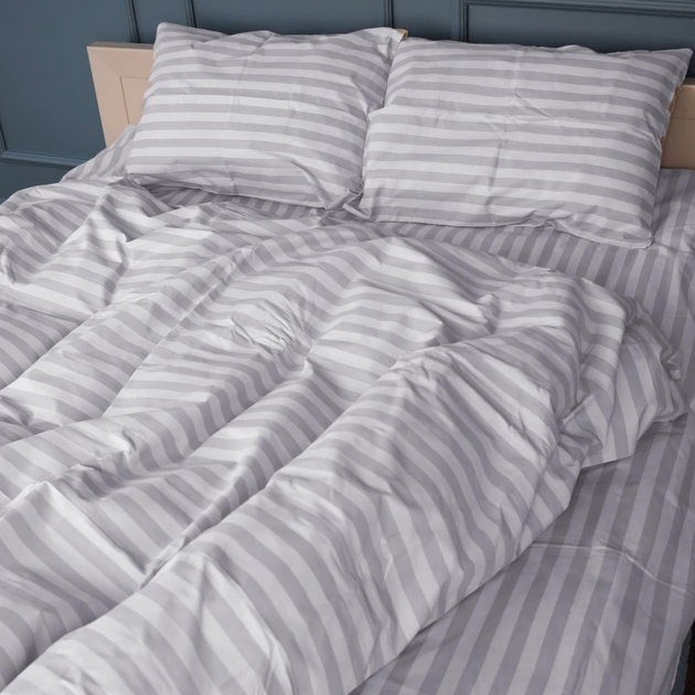 Акція на Підковдра MirSon Бязь 17-0600 Stripe White Gray 200х220 см від Rozetka