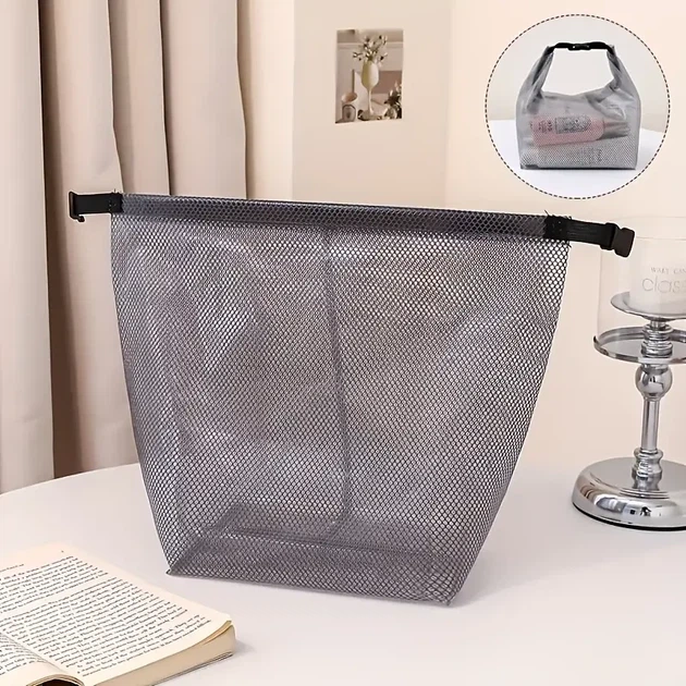Косметичка из водонепроницаемого материала 35x27.5x15.5см. Серая - Фото 5 Косметичка из водонепроницаемого материала 35x27.5x15.5см. Серая - изображение 5