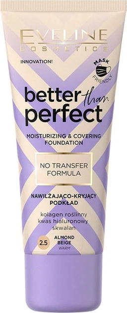 Увлажняющая тональная основа Eveline Better Than Perfect Foundation 2.5 Almond Beige 30 мл (5903416067511) - Фото 1 Увлажняющая тональная основа Eveline Better Than Perfect Foundation 2.5 Almond Beige 30 мл (5903416067511) - изображение 1