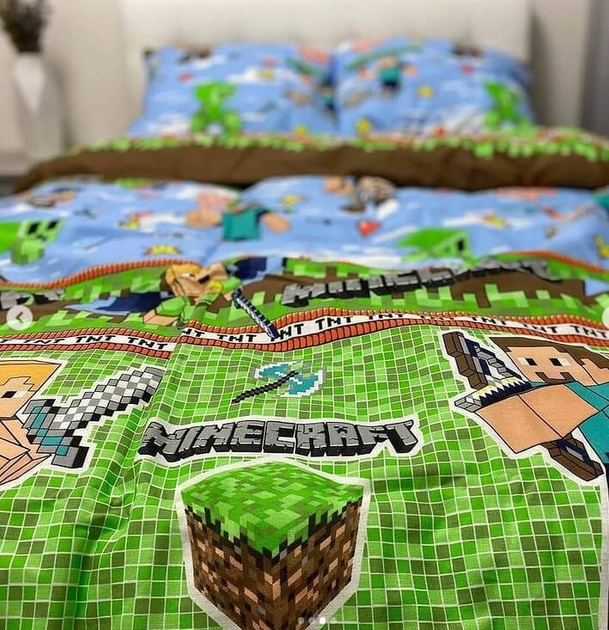 Комплект постільної білизни Sweet-Dream Майнкрафт 200 х 215 см євро синій - зображення 4