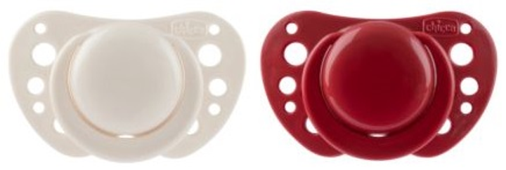 Smoczek Chicco Physioforma Air 6-16 miesięcy Biały Czerwony 2 szt (8058664171569) - obraz 1