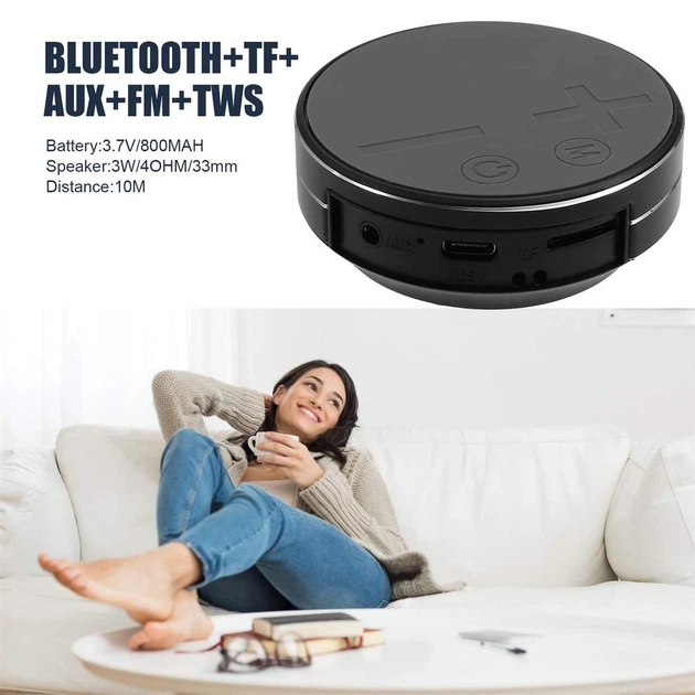 Портативная вибрационная Bluetooth мини колонка 3W / BT 5.3 / TWS / AUX / TF / с ремешком Black - изображение 4
