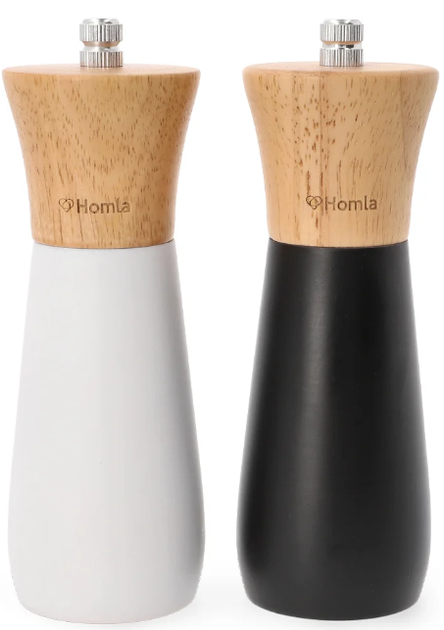 Zestaw młynków do soli i pieprzu Homla Basic Rubby 16 cm 2 szt Czarny / Biały (5902869983522) - obraz 1