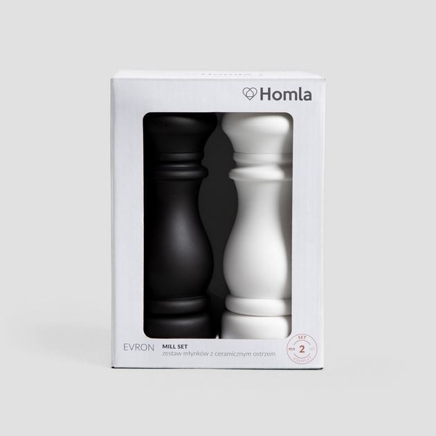 Zestaw młynków do soli i pieprzu Homla Everon 16.5 cm 2 szt Czarny / Biały (5906496729713) - obraz 5