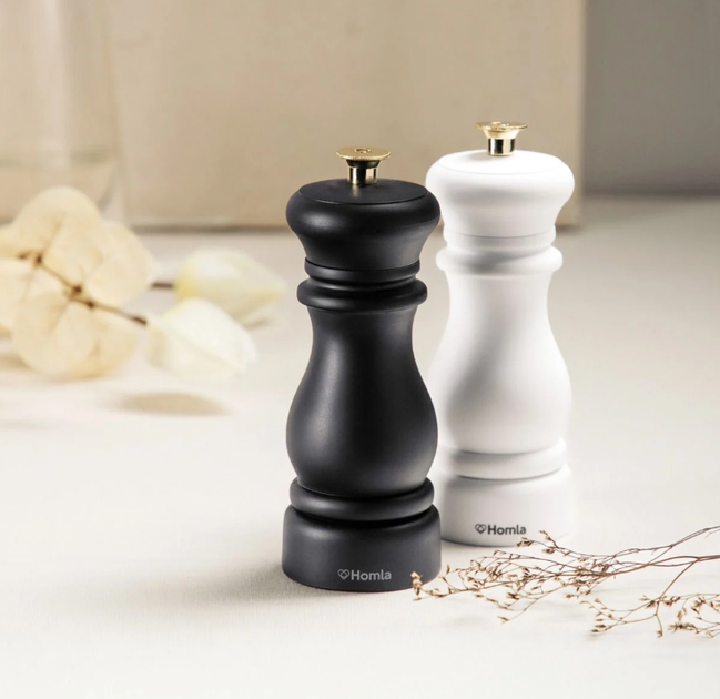 Zestaw młynków do soli i pieprzu Homla Everon 16.5 cm 2 szt Czarny / Biały (5906496729713) - obraz 6