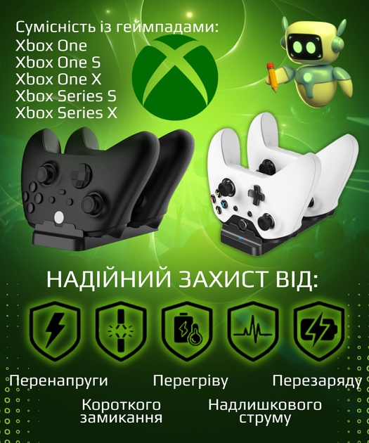 Акумулятори 2шт + зарядка для Xbox Series та One SX Dobe TYX-532X - Фото 2 Акумулятори 2шт + зарядка для Xbox Series та One SX Dobe TYX-532X - зображення 2