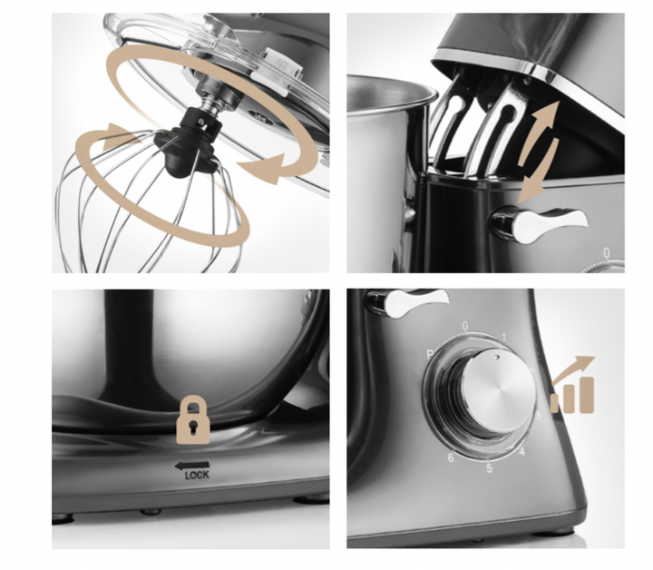 Планетарный миксер тестомисс 3в1 Mozano Kitchen Assistent 3200 Вт серого цвета AGD/ROB /02#SZA - изображение 8