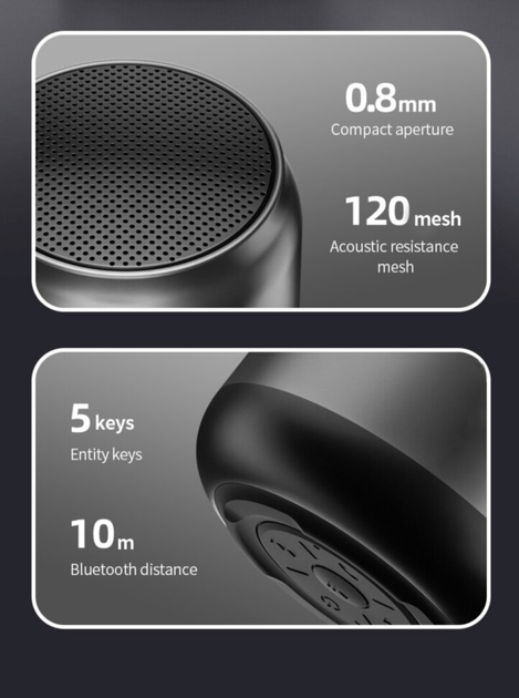 Портативна бездротова Bluetooth колонка Honestel F1 Bt 5.0 1200мАh 3W з ремінцем Grey - зображення 4