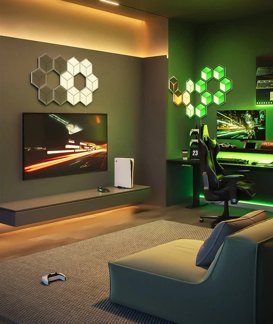 Набір настінних світильників Govee H606A Glide Hexagon Light, 7, RGBIC, WI-FI/Bluetooth Білий (6974316998662) - зображення 8