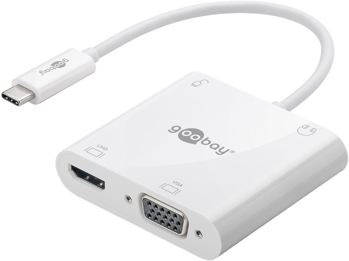 Адаптер Goobay USB-C на HDMI/VGA/USB-C/3.5 mm jack Multiport White (4040849524189) - зображення 1