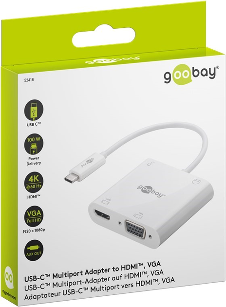 Адаптер Goobay USB-C на HDMI/VGA/USB-C/3.5 mm jack Multiport White (4040849524189) - зображення 8