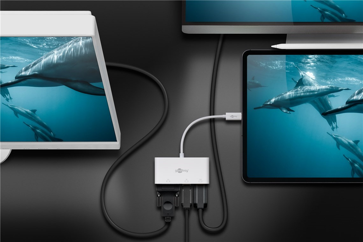 Adapter Goobay USB-C do HDMI/VGA/DisplayPort Multiport White (4040849524127) - obraz 6