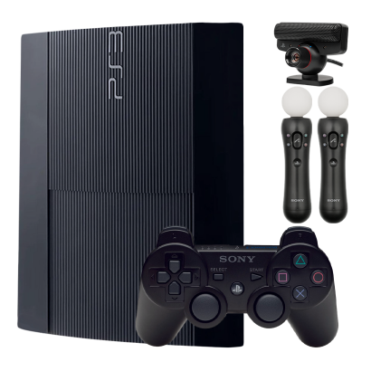 Набор Консоль Sony PlayStation 3 Super Slim 500GB Black Б/У + Контроллер Move Mini USB 2шт + Геймпад Беспроводной DualShock 3 + Камера Проводной - Фото 1 Набор Консоль Sony PlayStation 3 Super Slim 500GB Black Б/У + Контроллер Move Mini USB 2шт + Геймпад Беспроводной DualShock 3 + Камера Проводной - изображение 1
