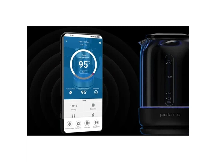 Електрочайник Polaris PWK 17107CGLD WIFI IQ Home Black - Фото 11 Електрочайник Polaris PWK 17107CGLD WIFI IQ Home Black - зображення 11