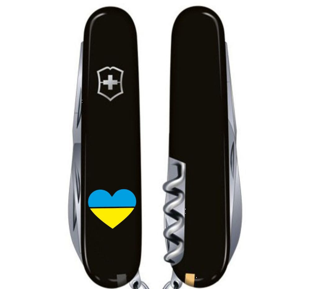 Складной нож Victorinox Spartan Army 12 функций, черный, с сине-желтой эмблемой - изображение 2