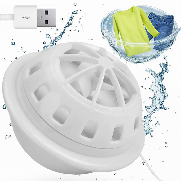 Пральна машина портативна ультразвукова, від USB / Обертова міні (L) - Фото 1 Пральна машина портативна ультразвукова, від USB / Обертова міні (L) - зображення 1
