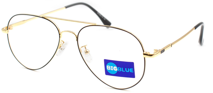 Компьютерные очки Big Blue Gold Black защитные от излучения монитора с блокировкой голубого света с ПАСПОРТОМ Blue blocker c футляром и салфеткой - Фото 2 Компьютерные очки Big Blue Gold Black защитные от излучения монитора с блокировкой голубого света с ПАСПОРТОМ Blue blocker c футляром и салфеткой - изображение 2