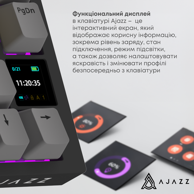 Беспроводная механическая клавиатура Ajazz AK820 PRO 75% Flying Fish Switch Black RGB (AK820PRO-FF-BGY) - изображение 9