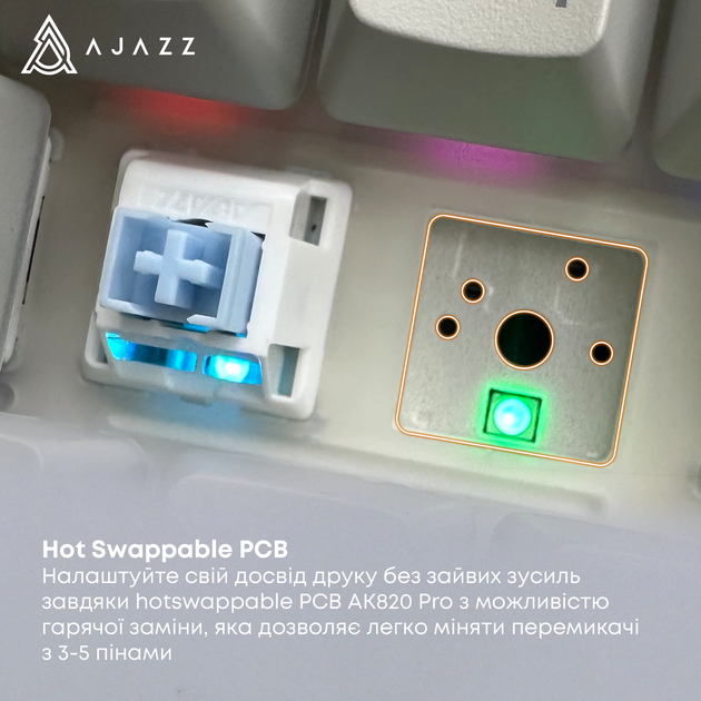 Беспроводная механическая клавиатура Ajazz AK820 PRO 75% Flying Fish Switch Black RGB (AK820PRO-FF-BGY) - изображение 13