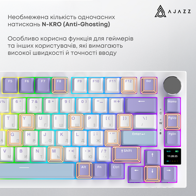 Клавиатура беспроводная Ajazz AK820 Pro Gift Switch Purple RGB (AK820PRO-G-PWB) - изображение 16