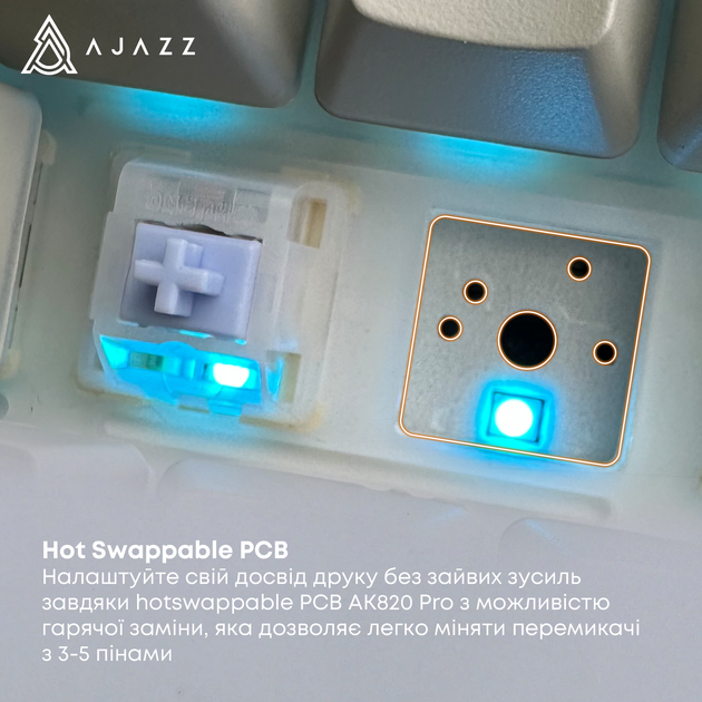 Клавиатура беспроводная Ajazz AK820 Pro Gift Switch Black RGB (AK820PRO-G-BGY) - изображение 13