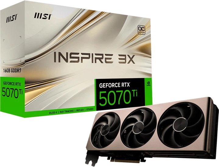 新同　MSI RTX 5070 Ti INSPIRE 3X OC Видеокарта MSI PCI-Ex GeForce RTX 5070 Ti Inspire 3X OC 16GB GDDR7