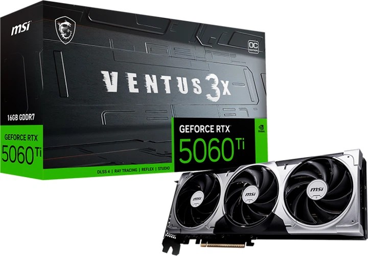 Видеокарта MSI PCI-Ex GeForce RTX 5060 Ti VENTUS 3X OC 16GB GDDR7