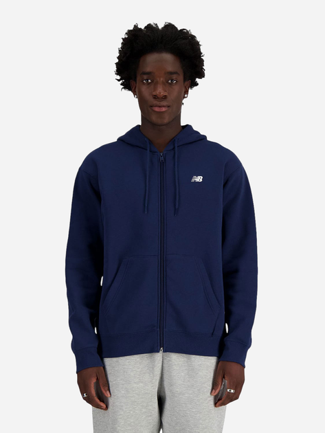 Толстовка на блискавці чоловіча New Balance Stacked Logo MJ41501 M Темно-синя (197375352558) - зображення 1