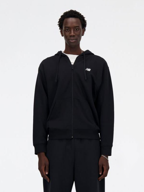 Толстовка на блискавці чоловіча New Balance Stacked Logo MJ41501 2XL Чорна (197375352534) - зображення 1