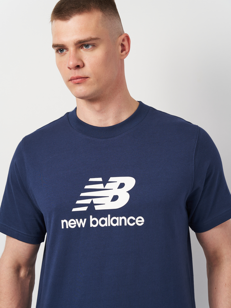 T-shirt męski bawełniany New Balance Stacked Logo MT41502 L Granatowy (196941811215) - obraz 4