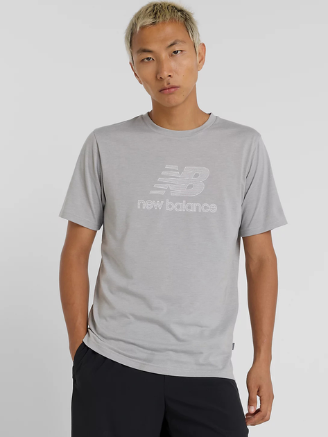 Футболка довга чоловіча New Balance Heathertech Logo MT51003 XL Сіра (197967259081) - зображення 1