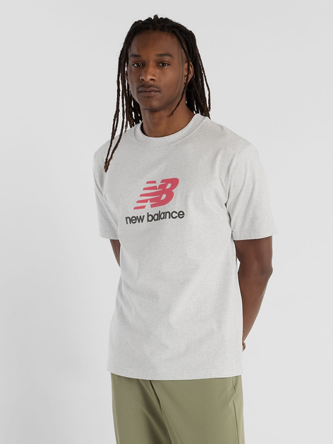 T-shirt męski bawełniany New Balance Athletics Logo MT51500 L Jasnoszary (197967256356) - obraz 5